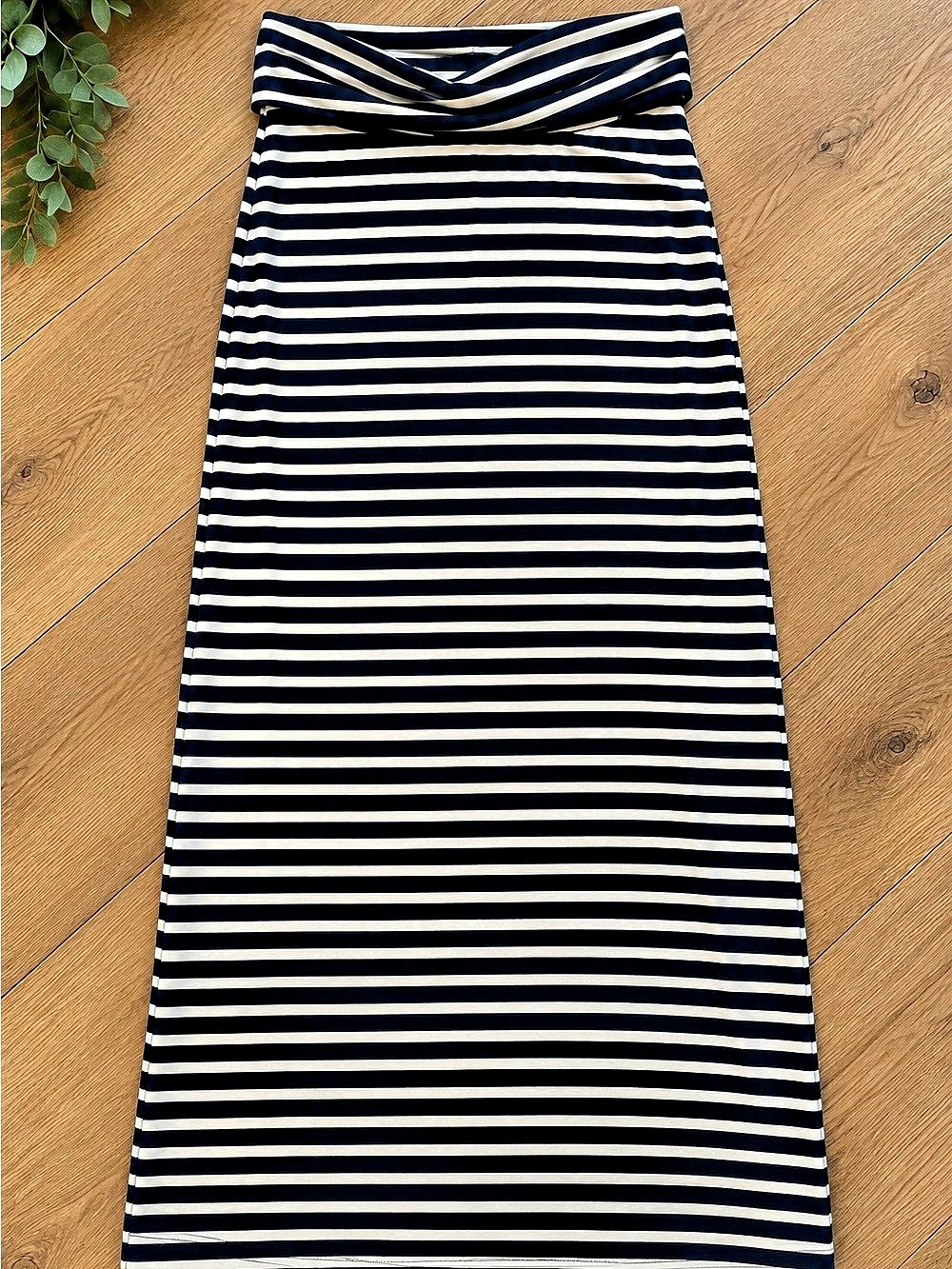 J.Crew Foldover Maxi Skirt Blue & White Large